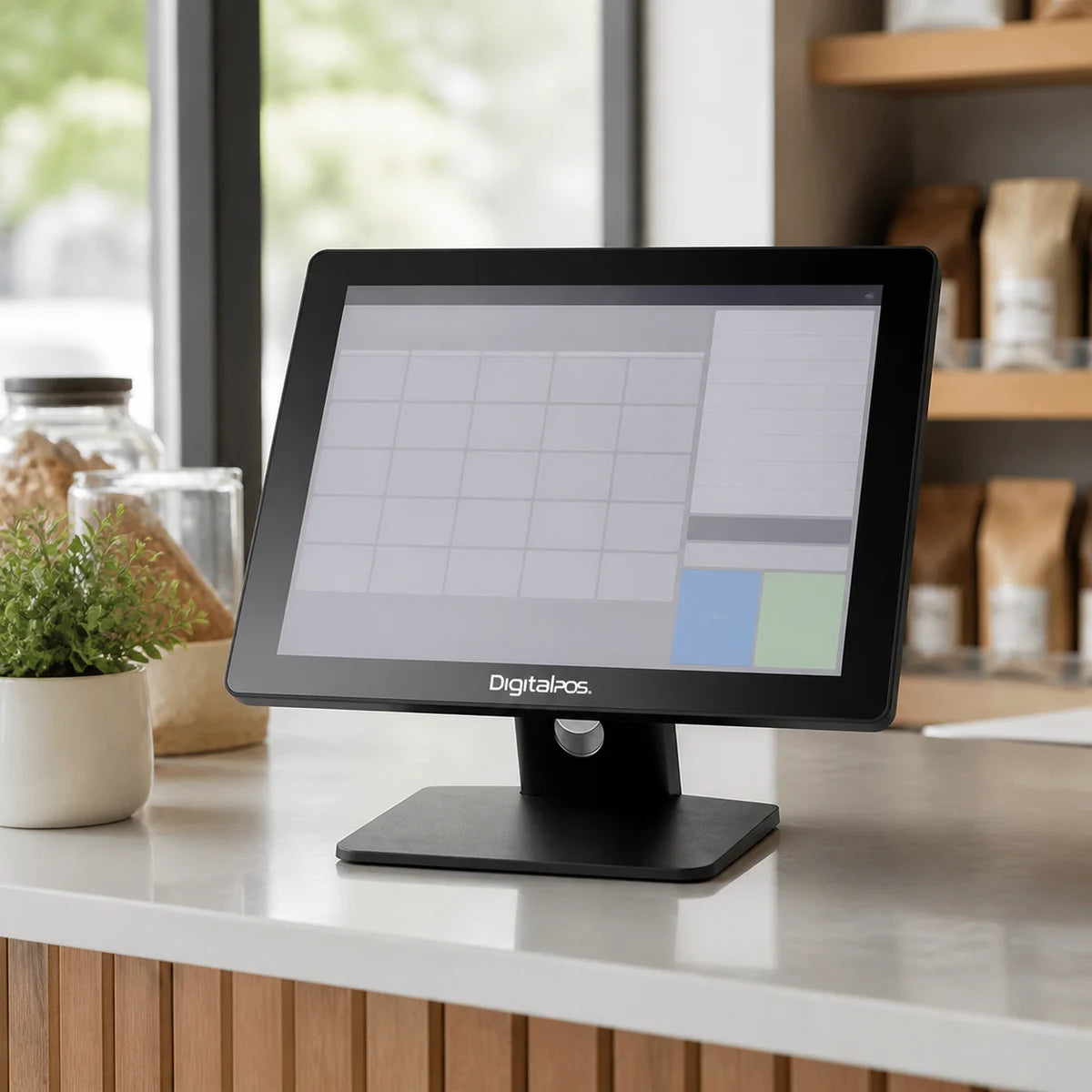 Pantalla táctil POS en operación en un comercio
