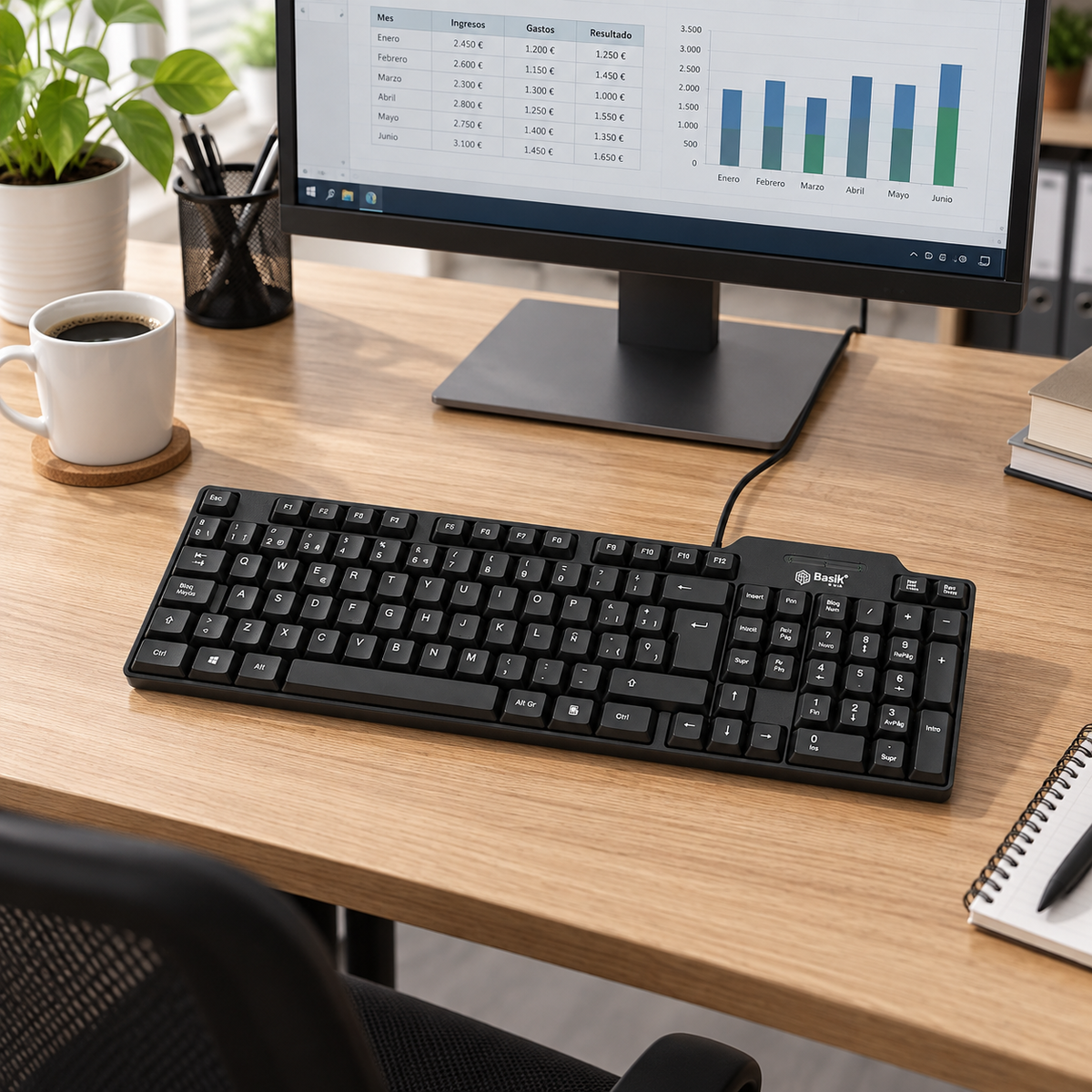 Teclado USB Basik Tech BSK08T Negro - escena lifestyle 1 de uso real