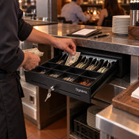 Cajón Monedero Digital POS KR-410 5 Puestos Riel Metalico - lifestyle restaurant-counter - Media Factory POS