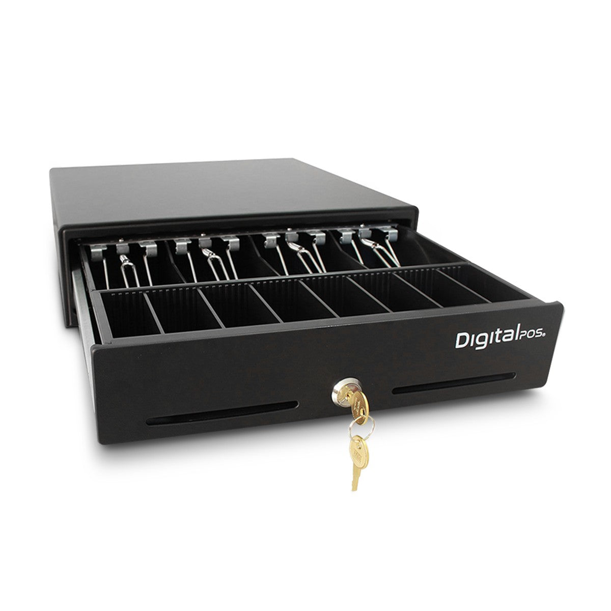 Cajón Monedero Digital POS DIG-330 4 Puestos Riel Metalico