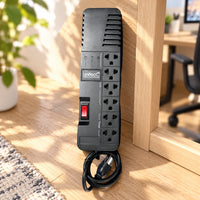 Regulador Unitec 990 VA de 6 tomas, 4 reguladas y 2 protegidas — oficina en casa