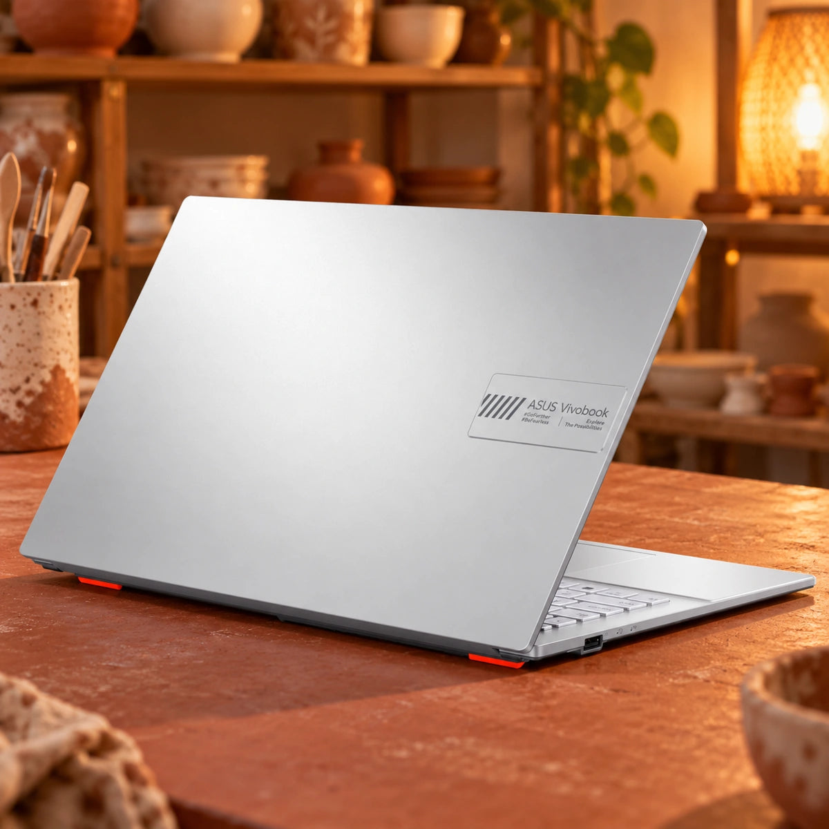 ASUS Vivobook Go 15 E1504FA silver — escena de trabajo interior