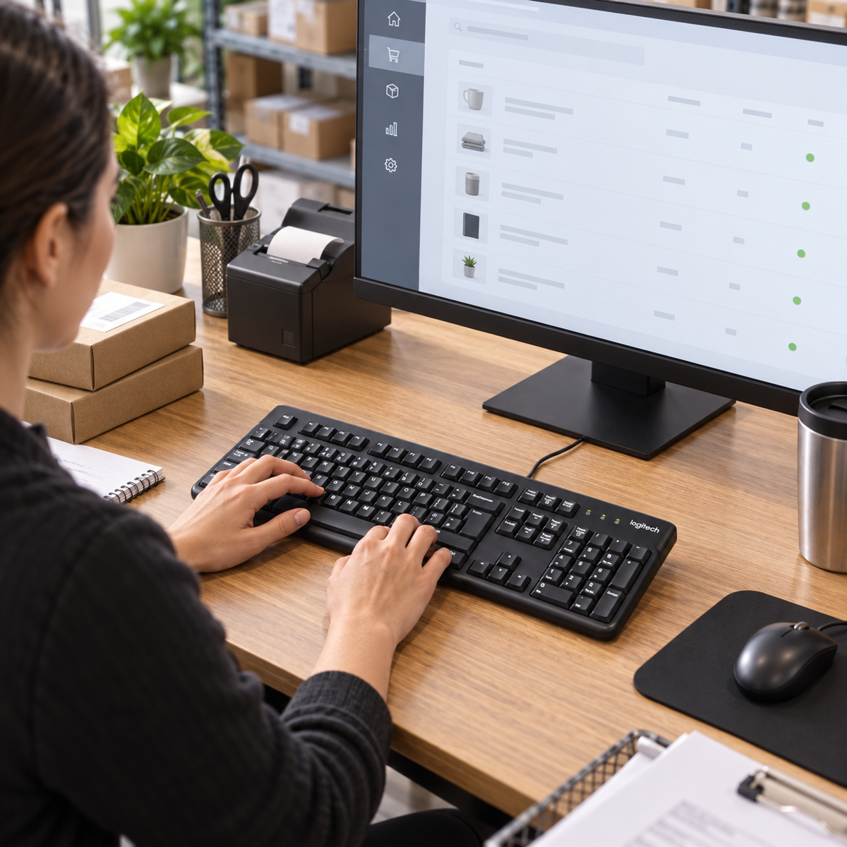Teclado USB Logitech K120 Negro - escena lifestyle 2 de uso real