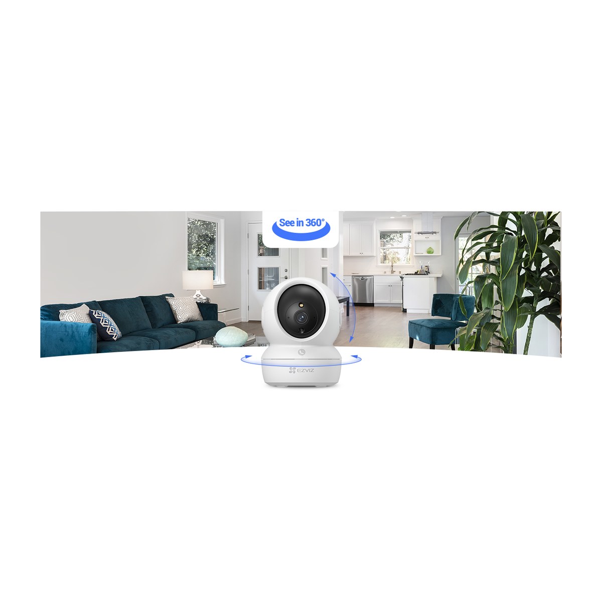 Cámara Wi-Fi EZVIZ H6c Pro 3MP 2K 360° Interior, vista 3