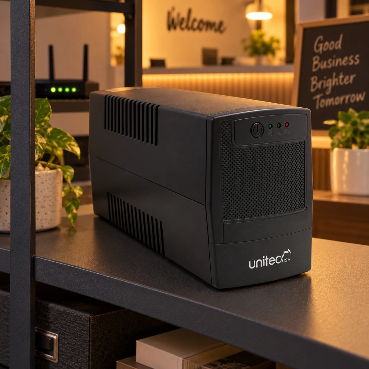 UPS Unitec U1200 LED 800 VA 480 W interactiva con AVR — escena de uso 2