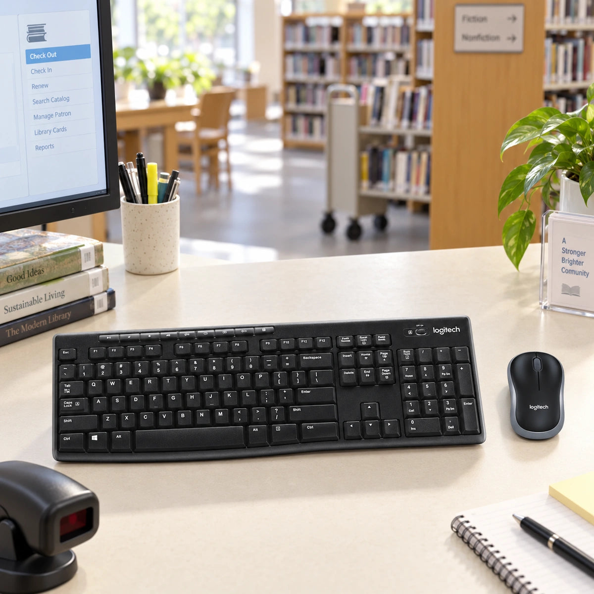 Combo Inalámbrico Logitech MK270 Teclado y Mouse — escena de registro de biblioteca