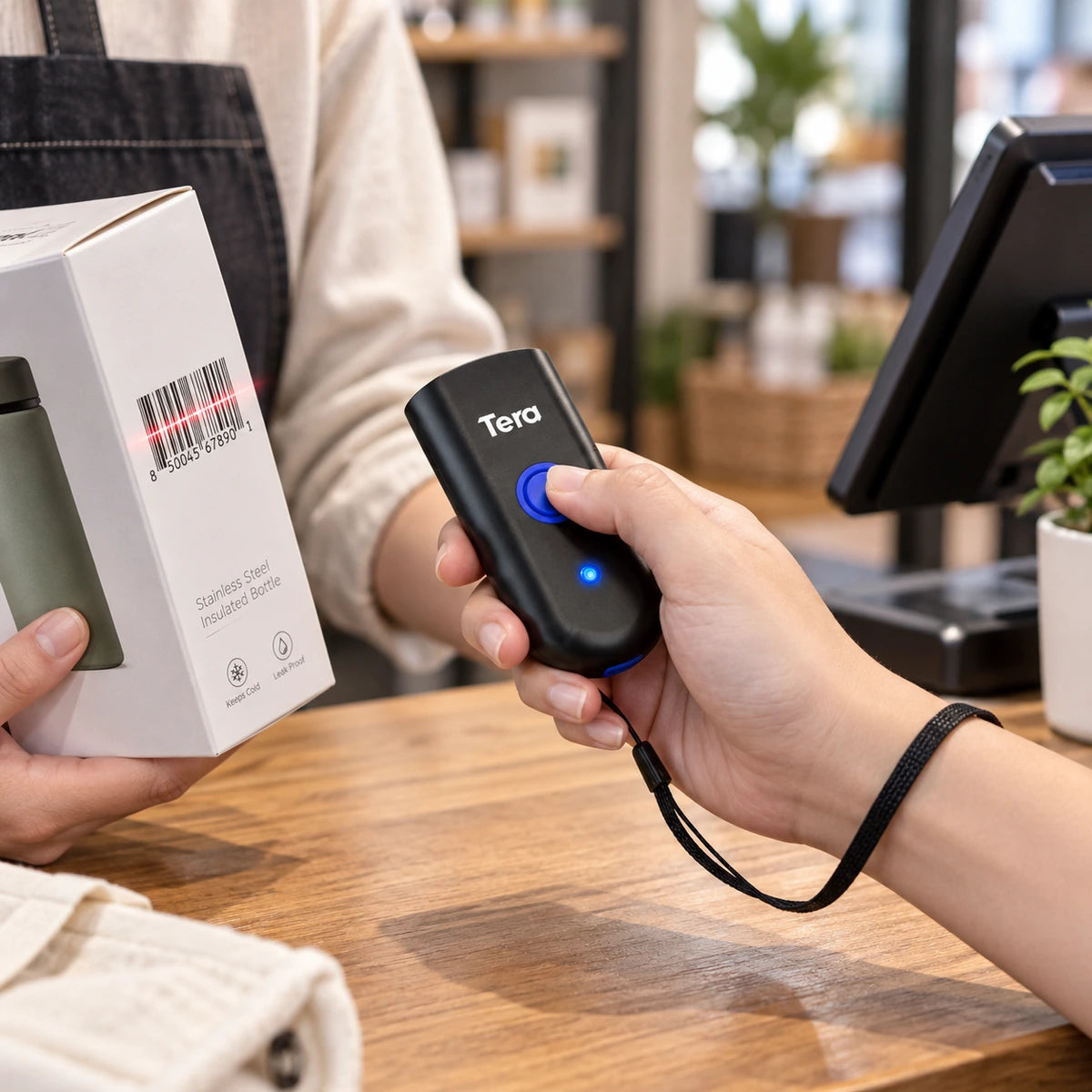 Lector de Códigos de Barra Portátil Mini Inalámbrico 2.4 Bluetooth Tera 1100L