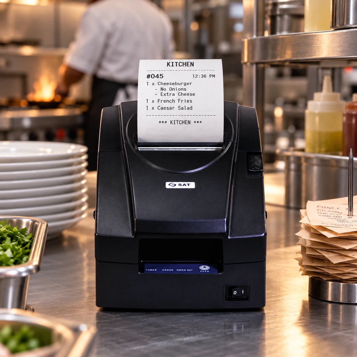 Impresora Matriz de Punto Sat DM 220US-NC - lifestyle restaurant-orders - Media Factory POS