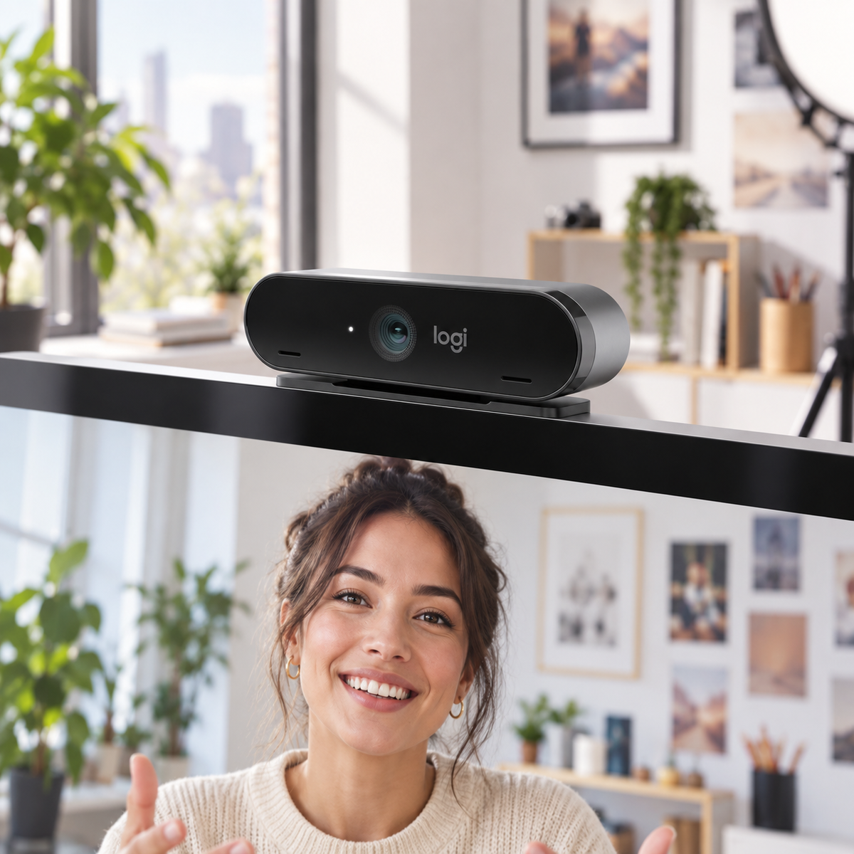 Cámara Web Logitech 4K Pro Magnética para Apple Pro Display XDR - escena lifestyle 2 de uso real