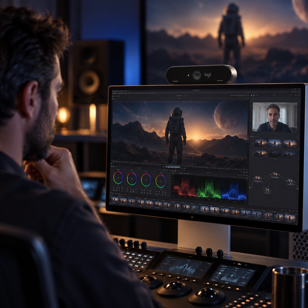 Cámara Web Logitech 4K Pro Magnética para Apple Pro Display XDR - 001664 lifestyle film postproduction 03