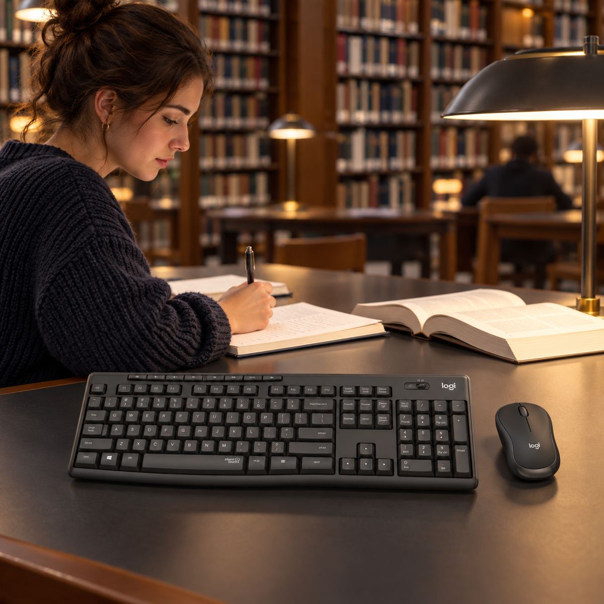 Combo Inalámbrico Silencioso Logitech MK295 Negro - 001801 lifestyle library study 03