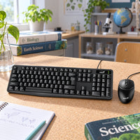 Combo Alámbrico Genius KM-170 Teclado y Mouse USB Negro — escena de documentación escolar