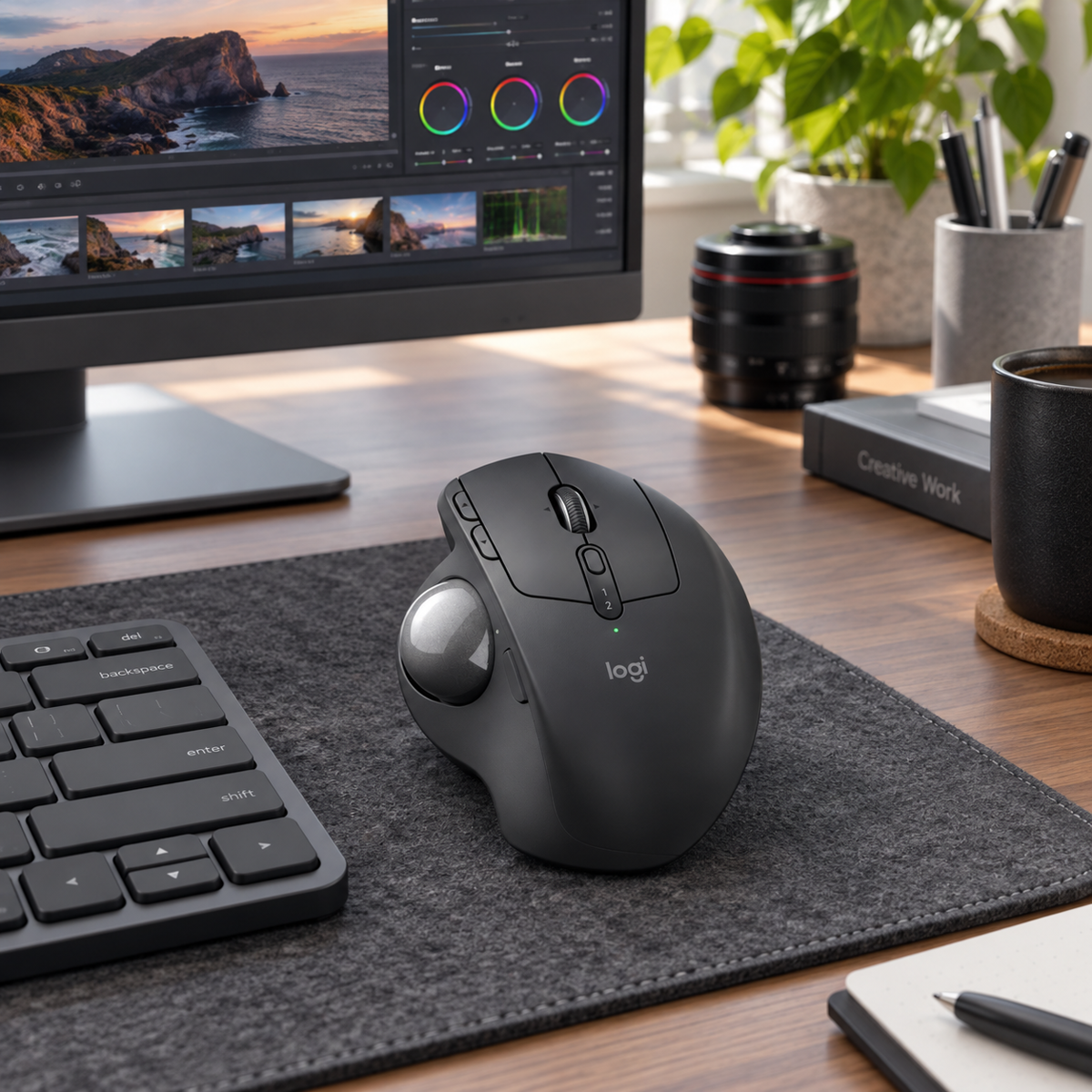 Mouse Trackball Inalámbrico Logitech MX Ergo S Grafito - escena lifestyle 2 de uso real