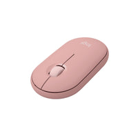 Mouse Bluetooth Logitech Pebble 2 M350s rosado — vista real 02