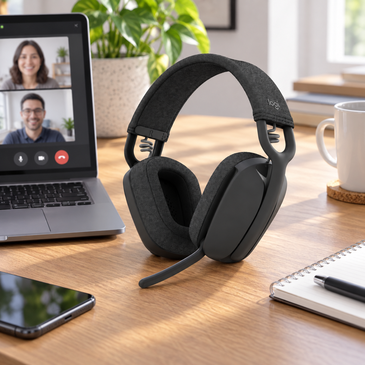Diadema Inalámbrica Logitech Zone Vibe 100 Grafito - escena lifestyle 1 de uso real
