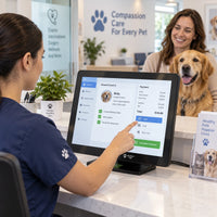 Monitor POS Jaltech 15" Táctil HDMI JAL-1515 - lifestyle veterinary-reception - Media Factory POS