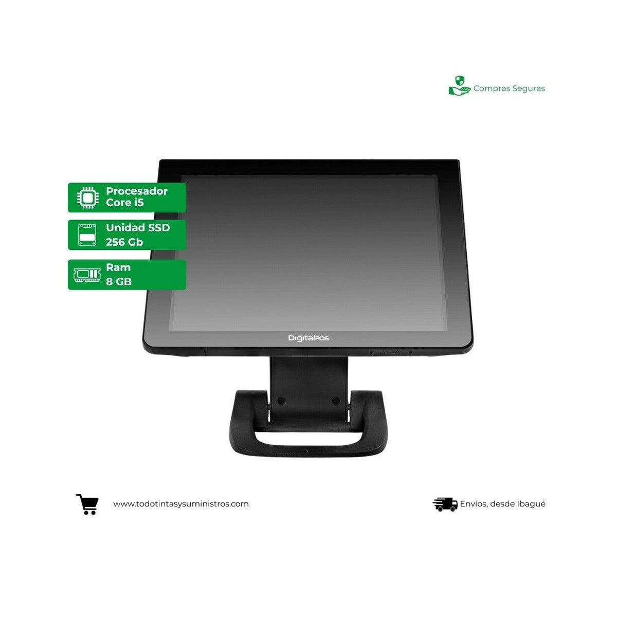 Todo en Uno POS Dig 150W V3 Intel CI5 7TH RAM 8GB SSD 256 15" W11