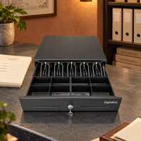 Cajón Monedero Digital POS Eco KR-410 5 Puestos Riel Pasta — tercera escena de uso en un ambiente editorial distinto