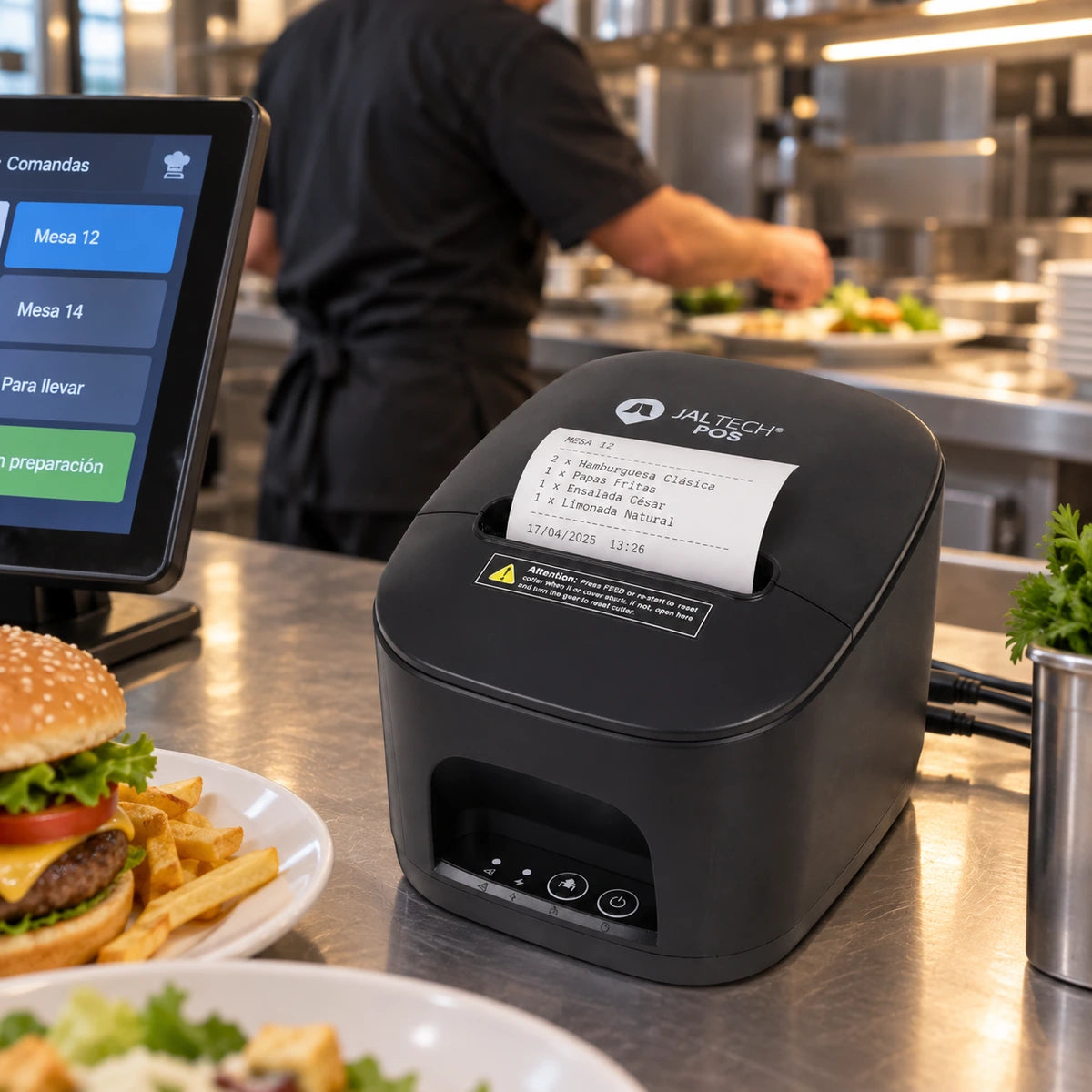 Impresora POS Térmica 80 mm Jaltech JALPOS80UL USB + LAN 80 mm 150KM - lifestyle restaurant-orders - Media Factory POS