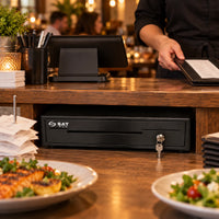 Cajón Monedero Sat RS130 4 Puestos Riel Pasta - lifestyle restaurant-counter - Media Factory POS