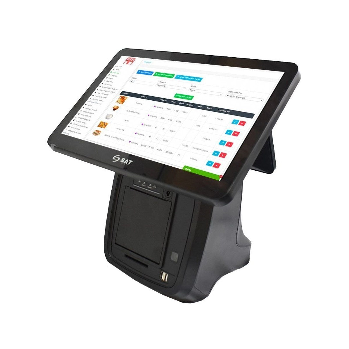 Todo en Uno POS Sat 3 en 1 TP1580 Android J4115 SSD 64GB RAM 4GB + Imp + Lect Omn 2 Pantallas