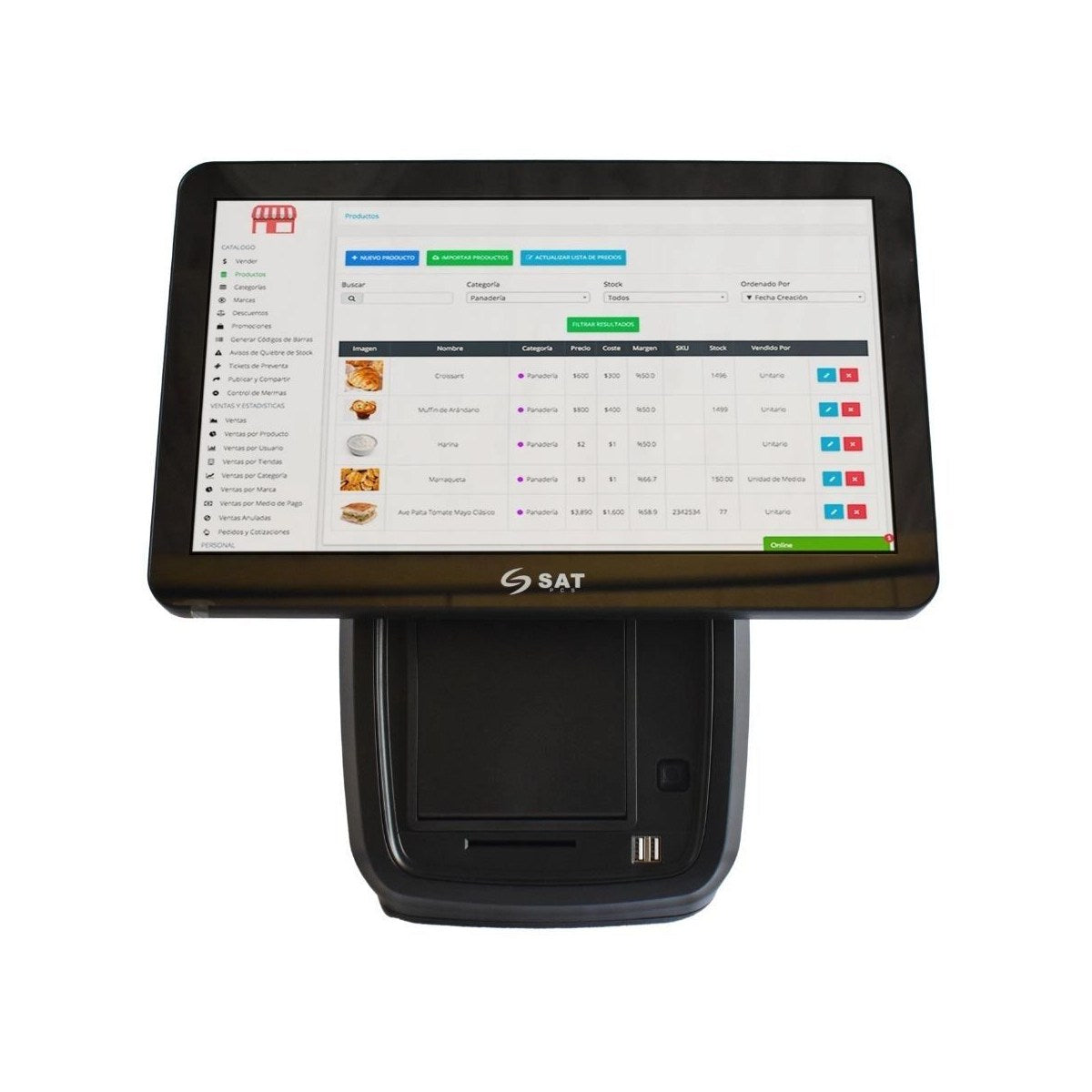 Todo en Uno POS Sat 3 en 1 TP1580 Android J4115 SSD 64GB RAM 4GB + Imp + Lect Omn 2 Pantallas - vista 3
