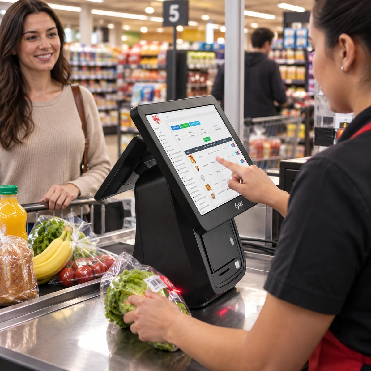 Todo en Uno POS Sat 3 en 1 TP1580 Android J4115 SSD 64GB RAM 4GB + Imp + Lect Omn 2 Pantallas - lifestyle supermarket - Media Factory POS
