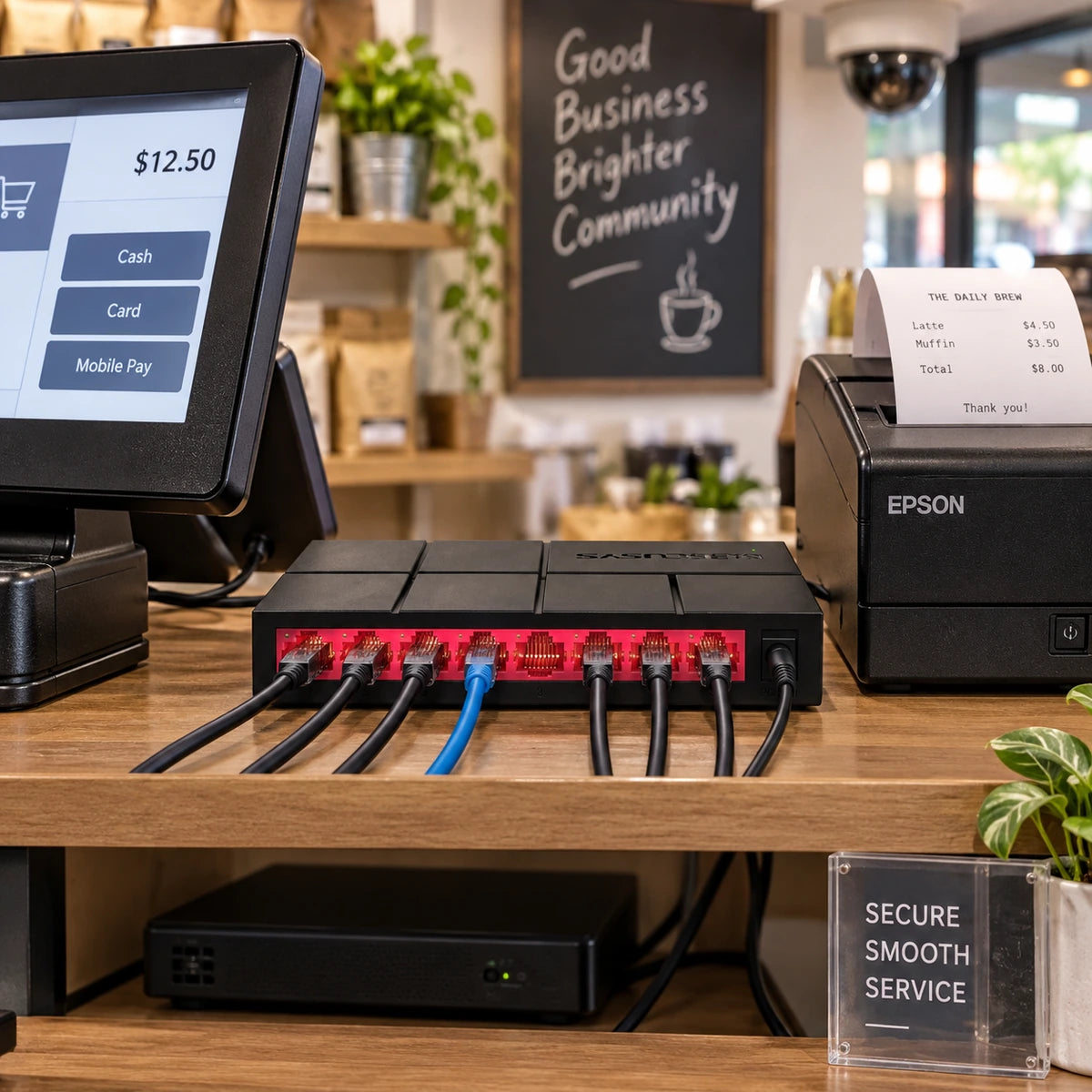Switch Mercusys MS108G Gigabit de 8 Puertos - lifestyle retail-pos-switch - Media Factory