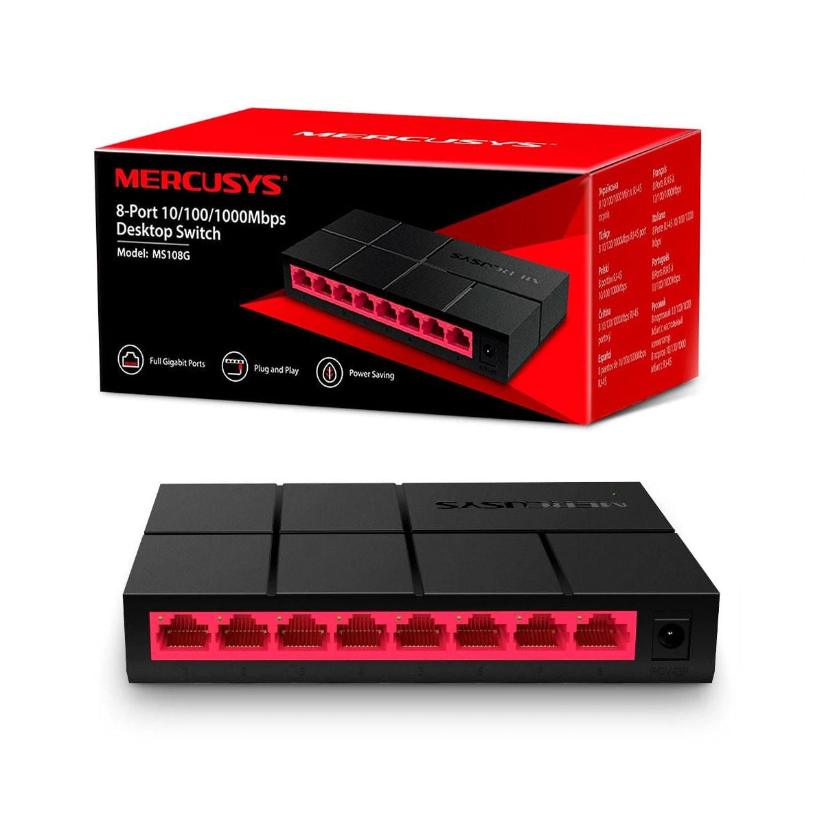 Switch Mercusys MS108G Gigabit de 8 Puertos - vista 1