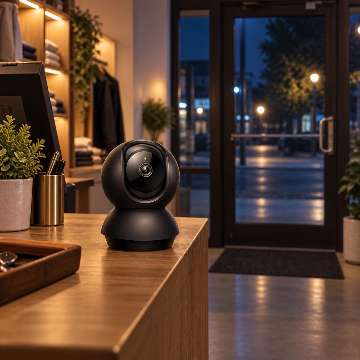 Cámara Wi-Fi TP-Link Tapo C211 3MP 2K Negra Interior - lifestyle retail-night - Media Factory