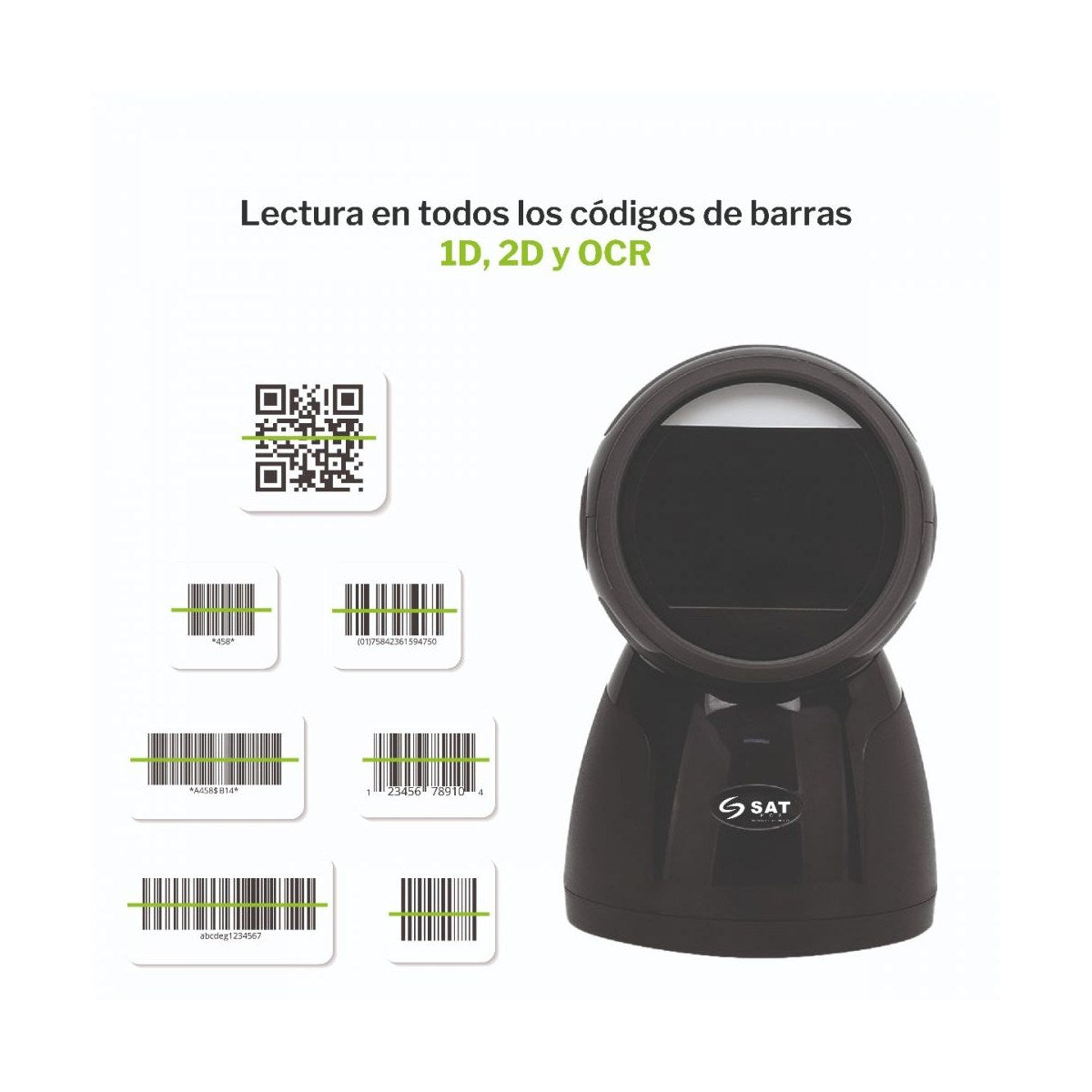 Lector de Código de Barras Omnidireccional 1D/2D QR ID Alámbrico USB Sat AI8604 - vista 4