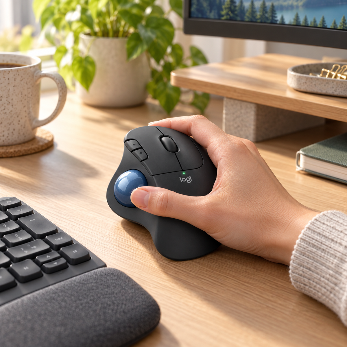 Mouse Trackball Inalámbrico Logitech ERGO M575S Grafito - escena lifestyle 1 de uso real