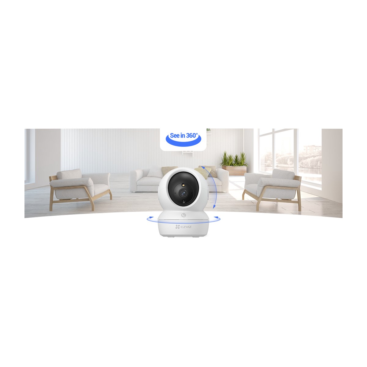 Cámara Wi-Fi EZVIZ H6c Pro 5MP 3K 360° Interior, vista 3