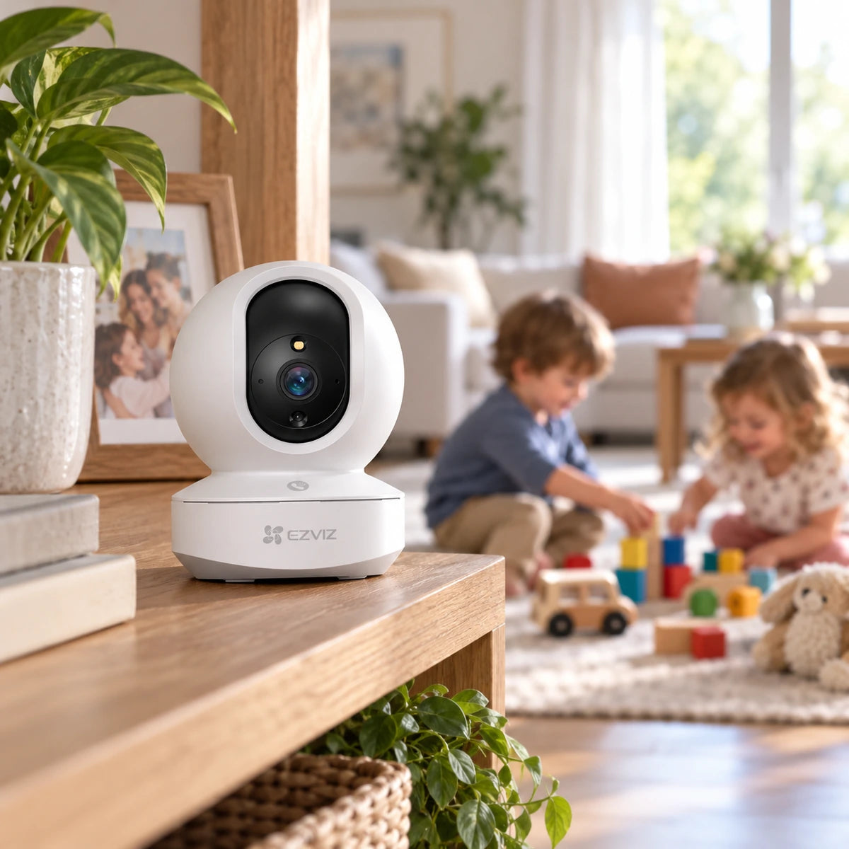 Cámara Wi-Fi EZVIZ H6c Pro 5MP 3K 360° Interior - lifestyle family-interior - Media Factory