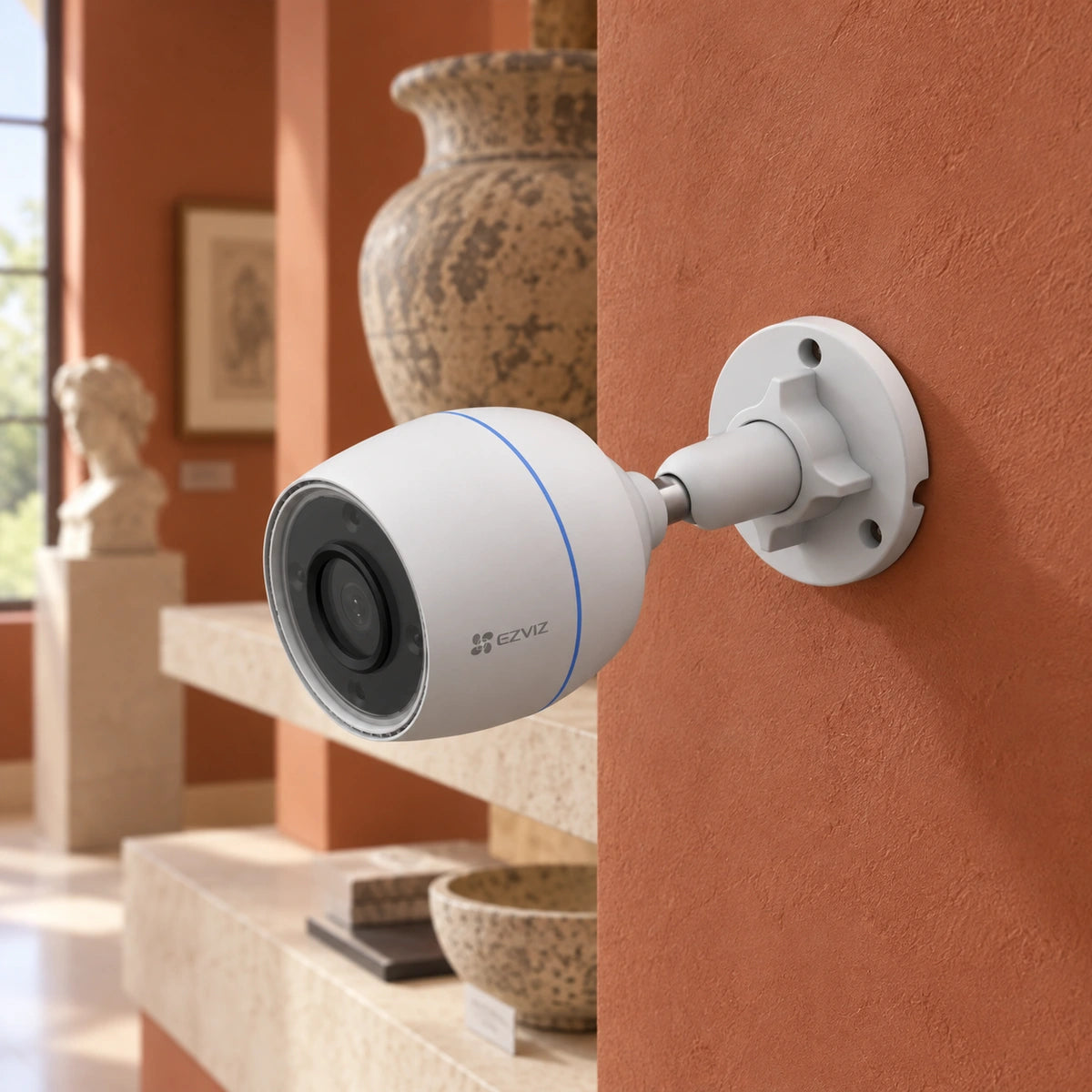 Cámara Wi-Fi EZVIZ H3c 2MP Full HD Exterior — tercera escena de uso en un ambiente editorial distinto