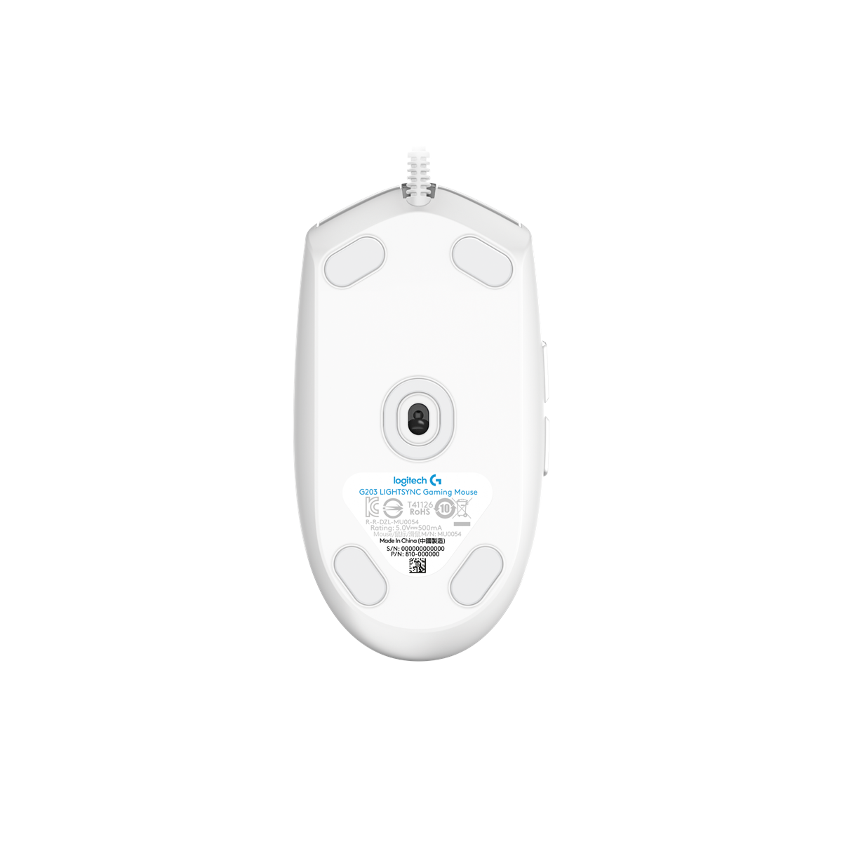 Mouse Gamer Logitech G203 LIGHTSYNC Alámbrico Blanco, vista 3