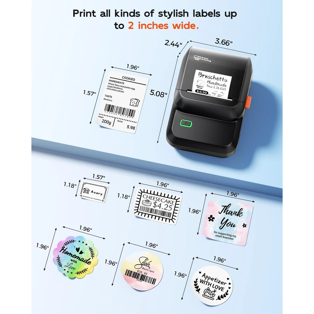 Impresora Portátil POS Térmica Directa 3 en 1 58 mm M100 Bluetooth (Imprime Tirilla y Etiqueta)
