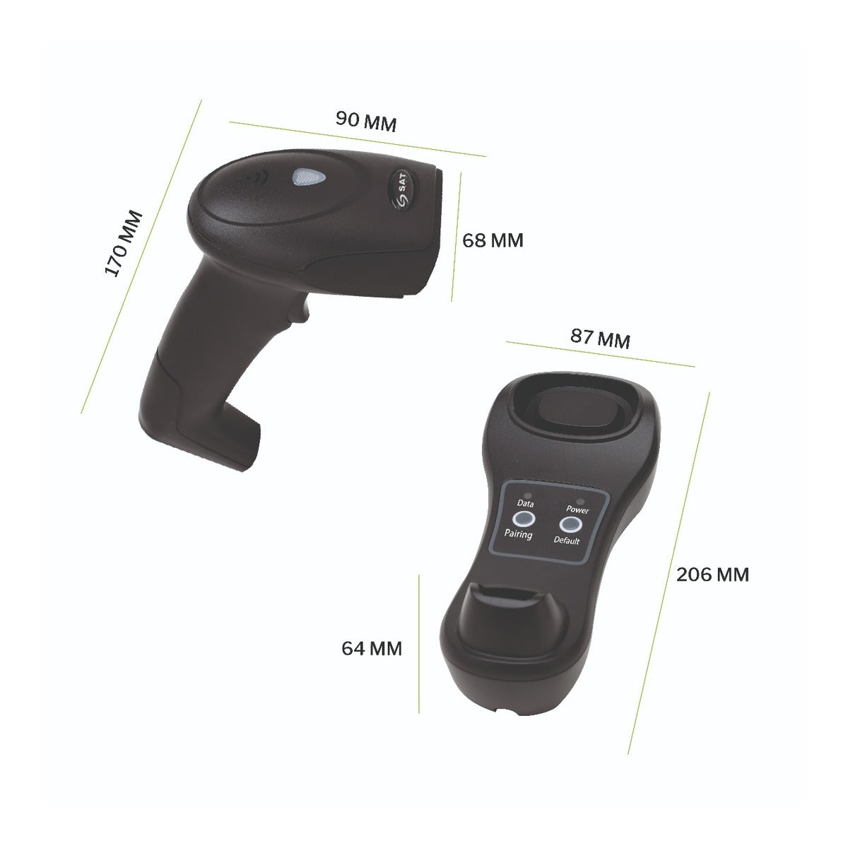 Lector de Código de Barras 1D/2D QR Inalámbrico Sar AI202W+1 con Base Bluetooth - vista oficial 2