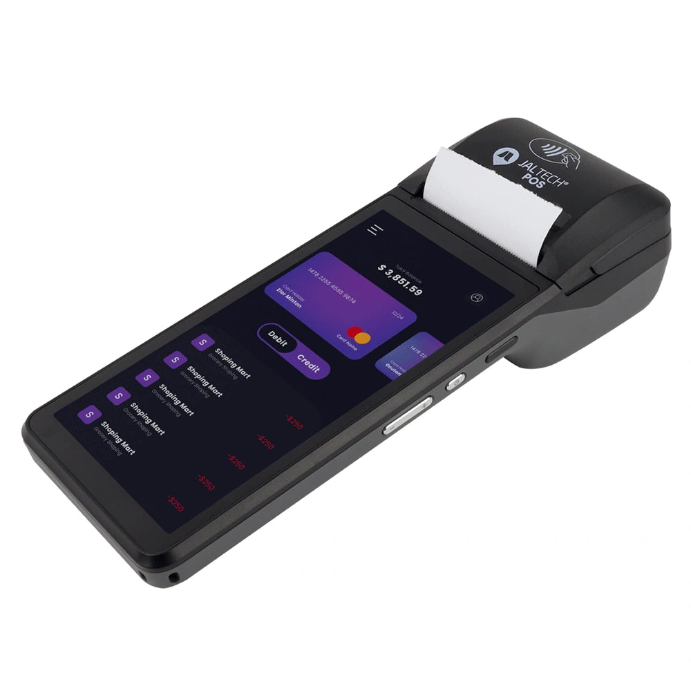 Terminal móvil Jaltech JAL POS T-1 NFC Android con impresora — vista técnica 1