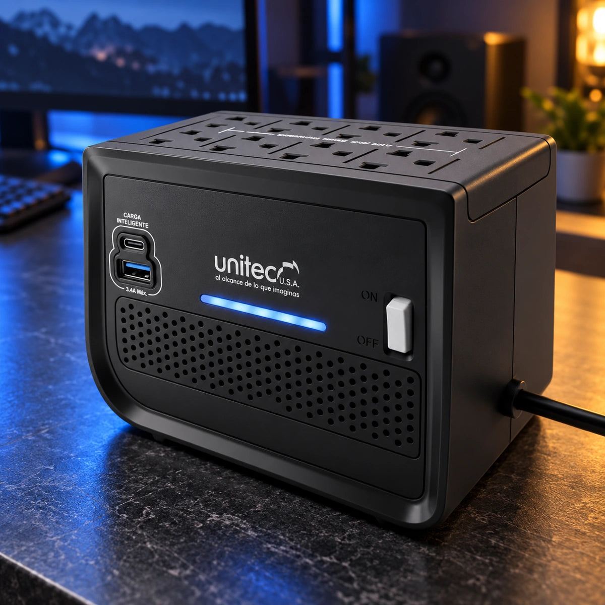 Regulador Unitec I-682 1600 VA 800 W con USB y USB-C — escena de uso 3