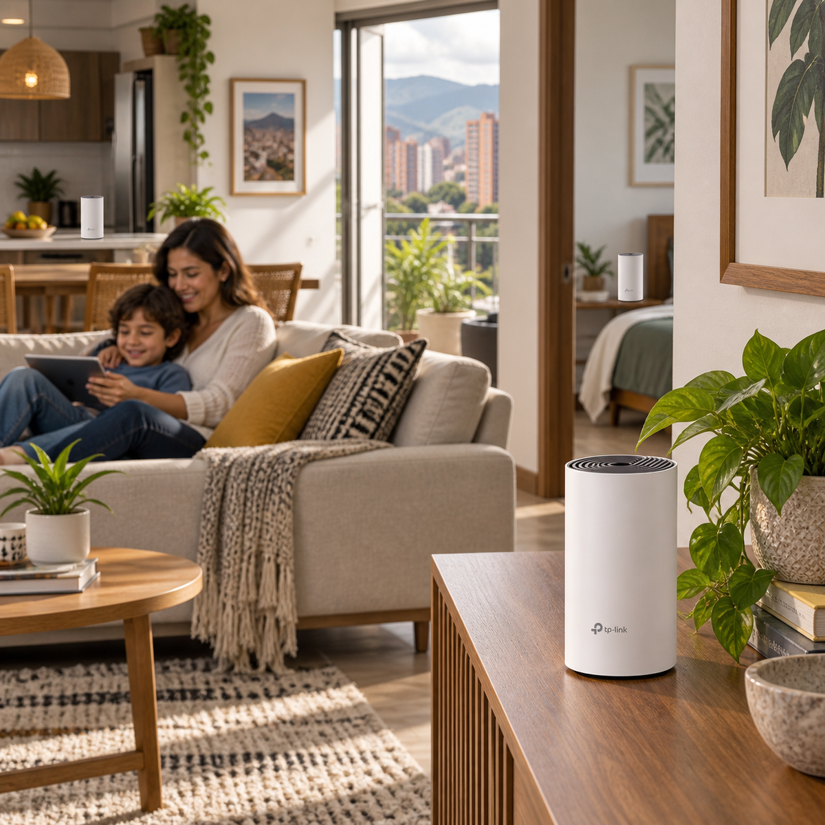 Sistema Wi-Fi Mesh TP-Link Deco E4 AC1200 Pack de 3 - escena lifestyle de uso real