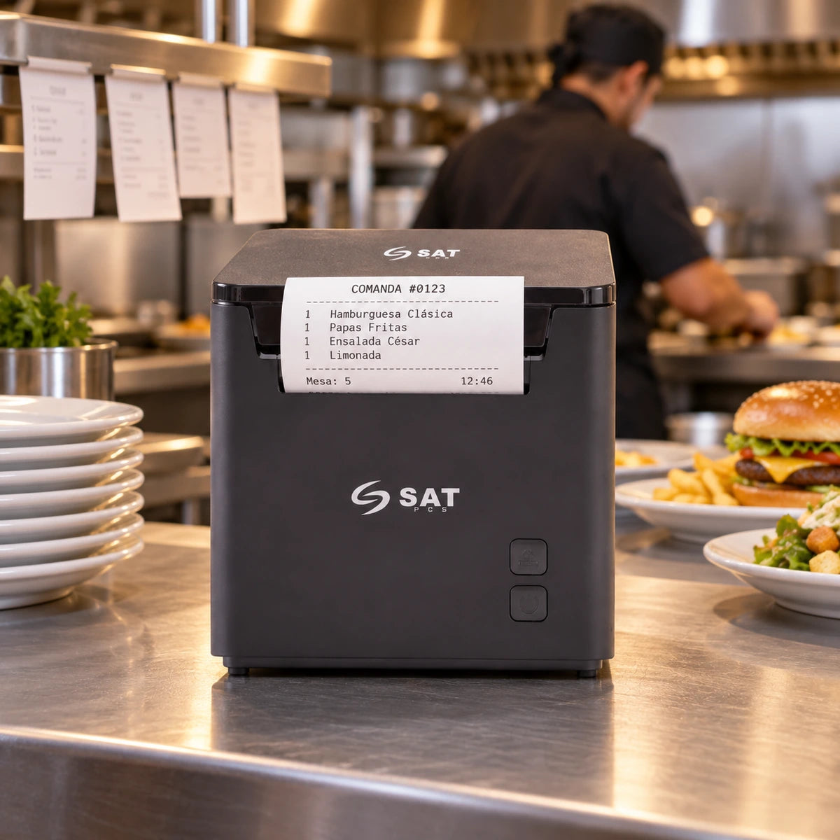 Impresora POS Térmica 80 mm Sat Q23UE USB + Red - lifestyle restaurant-orders - Media Factory POS