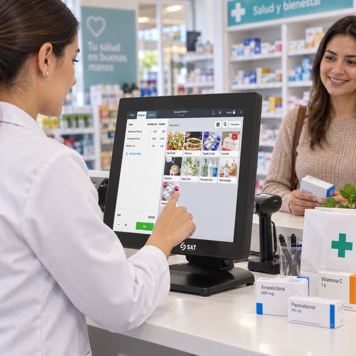 Todo en Uno Sat N150 Core i5 6TH RAM 8GB SSD 256GB 15.6" - lifestyle pharmacy - Media Factory POS