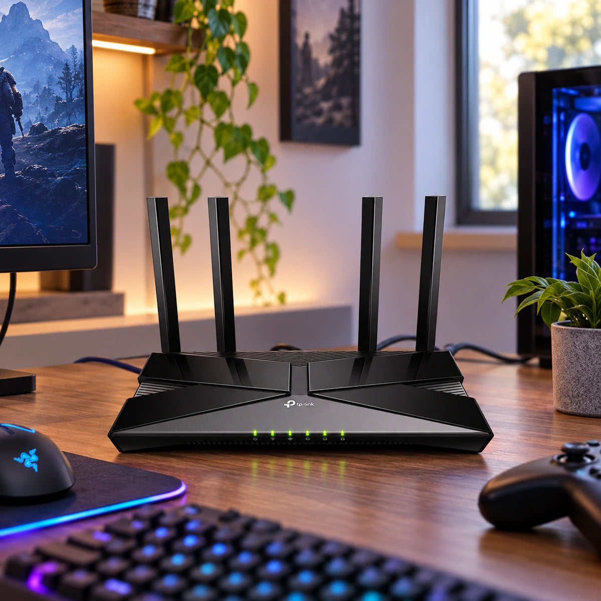 Router TP-Link Archer AX53 AX3000 Wi-Fi 6 Dual Band - lifestyle gaming-desk - Media Factory