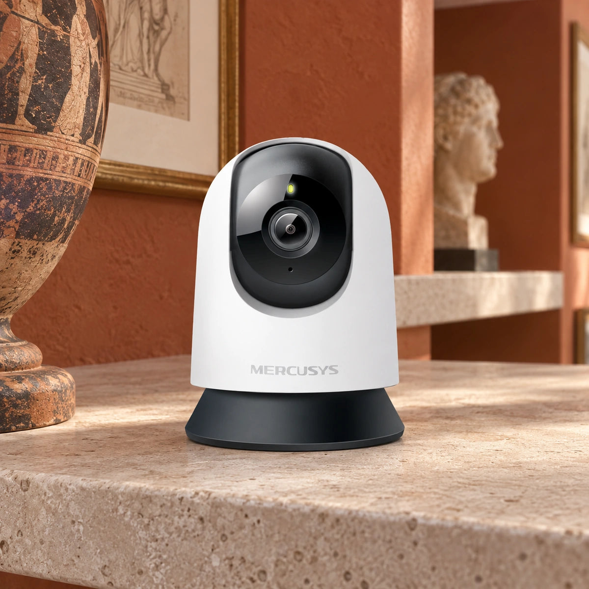 Cámara de Seguridad Wi-Fi Mercusys MC200 Full HD 360° — tercera escena de uso en un ambiente editorial distinto