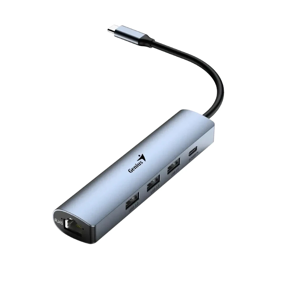 Hub Genius UH-545 USB-C 5 en 1 con Ethernet Gigabit — vista técnica 2