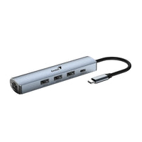 Hub Genius UH-545 USB-C 5 en 1 con Ethernet Gigabit — vista técnica 3