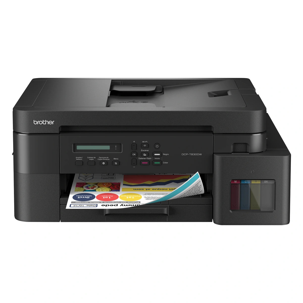 Impresora Brother DCP-T830DW Wi-Fi dúplex con ADF — vista técnica 1
