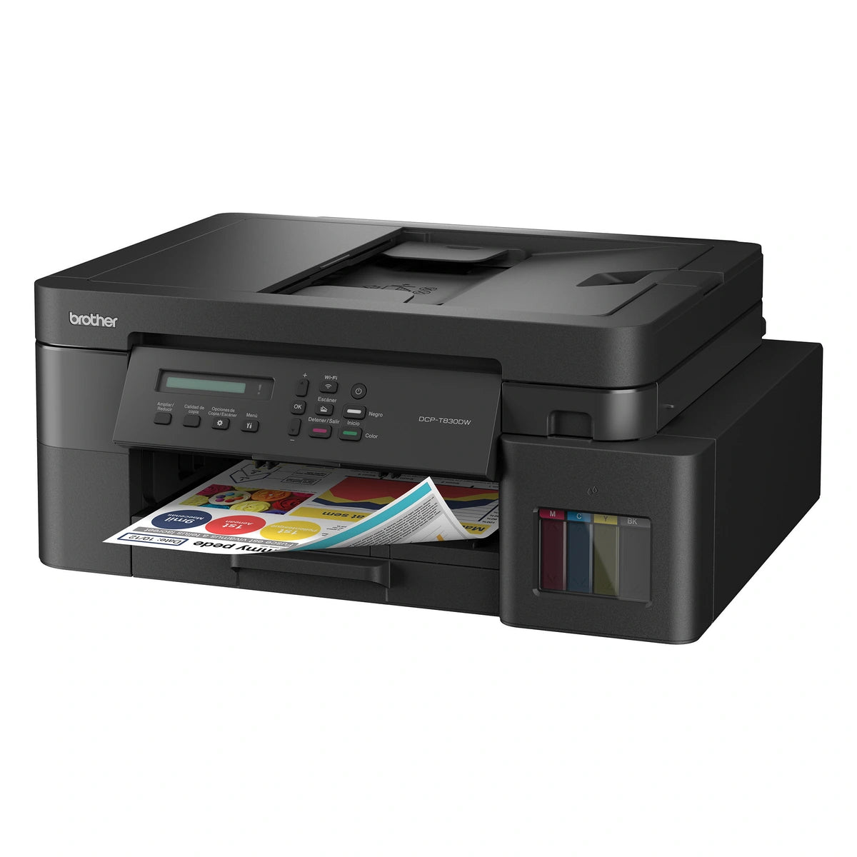 Impresora Brother DCP-T830DW Wi-Fi dúplex con ADF — vista técnica 3