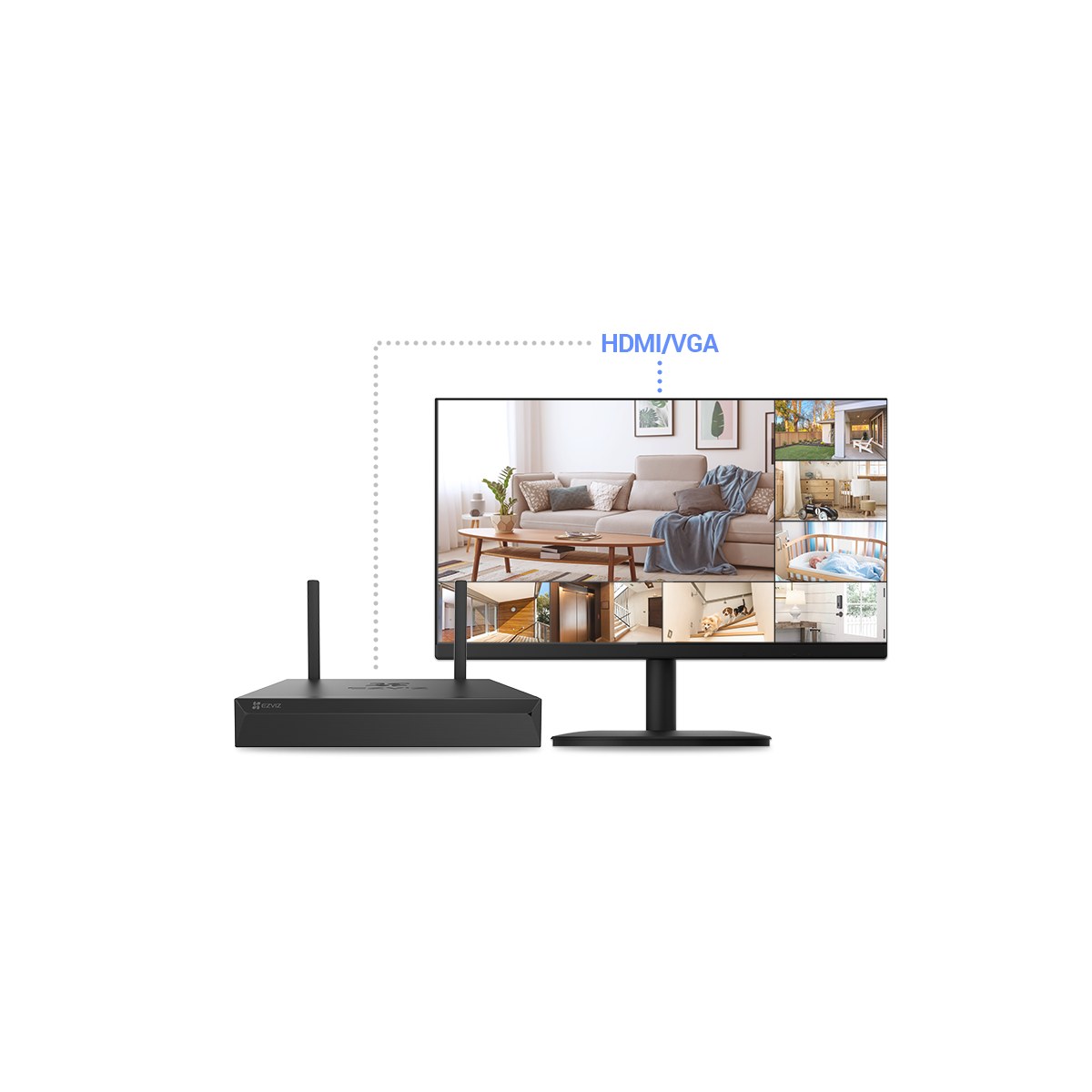 NVR Inalámbrico EZVIZ X5S de 8 Canales HDMI y VGA, vista 3